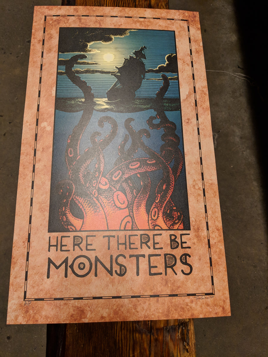 Here There Be Monsters Print – Twin Elephant Brewing Company